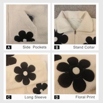 Maixang Women's Floral Sherpa Fleece Jacket - Stylish & Warm