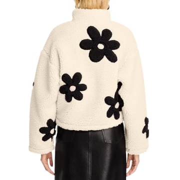 Maixang Women's Floral Sherpa Fleece Jacket - Stylish & Warm