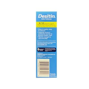 Desitin Daily Defense Baby Cream with Zinc Oxide to Treat, Relieve & Prevent Diaper Rash, Hypoallergenic, Dye, Phthalate & Paraben-Free, 4 Oz