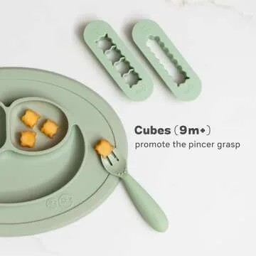 ezpz Baby Led Weaning Food Cutters | 2 Pack | For Ages 6 Months to 9 Months + (Pewter)