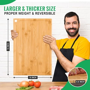 Bamboo Cutting Board with Juice Groove - 15"x10"