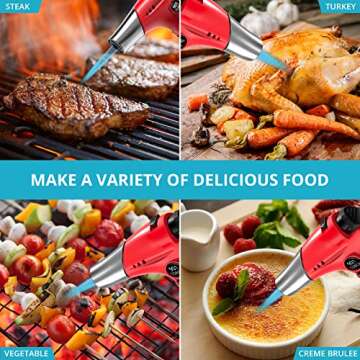 Semlos Butane Torch S-901, Refillable Kitchen Torch Lighter, One-handed Operation Blow Torch with Safety Lock and Adjustable Flame, Fit All Butane Tanks Culinary Torch for Creme Brûlée, BBQ