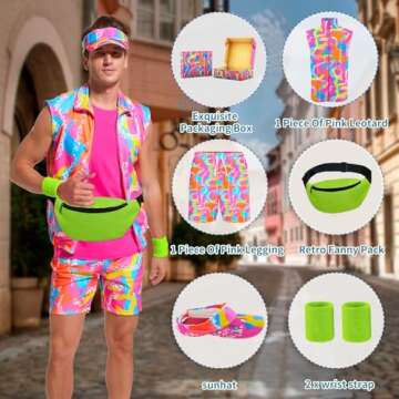ZOKJFDK 80s Men Workout Costume Halloween Cosplay Couples Outfits 80s 90s Workout Costume Outfit Set for Adult Men (X-Large)