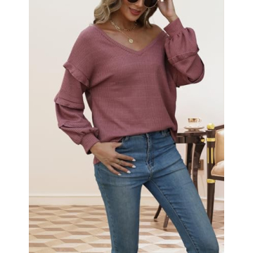 Cnlinkco Women's Off Shoulder Ruffle Blouses 2024