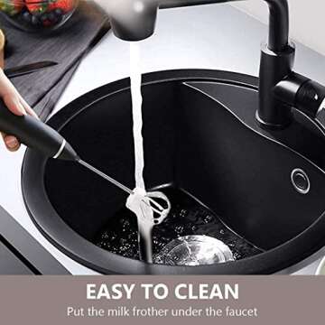 Milk Frother Handheld, Immersion Blender Cordlesss Foam Maker USB Rechargeable Small Mixer with 2 St...