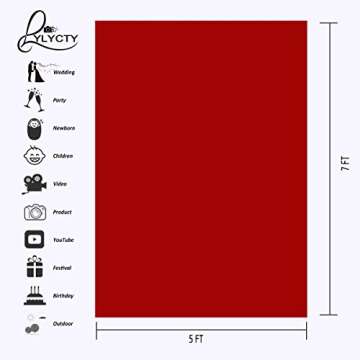 LYLYCTY 5x7ft Photography Studio Non-Woven Backdrop Bright Red Backdrop Solid Color Backdrop Simple Background