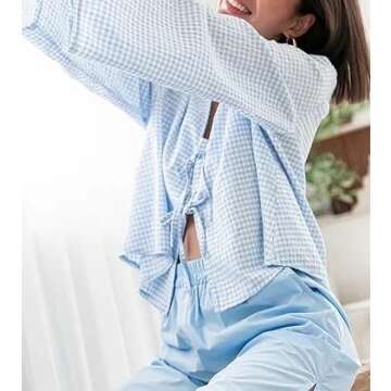 Stylish Tie Front Bow Linen Blouse for Summer Outings