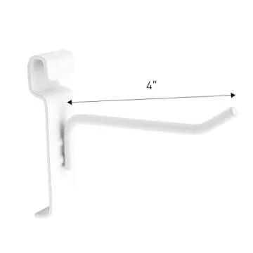 SSWBasics 4 inch White Peg Hook for Wire Grid - Pack of 50 - Durable Grid Wall Accessory - Perfect G...