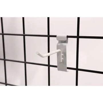 SSWBasics 4 inch White Peg Hook for Wire Grid - Pack of 50 - Durable Grid Wall Accessory - Perfect Gridwall Hooks for Retail, Thrift, Boutique, Garage, Home Organization and Display