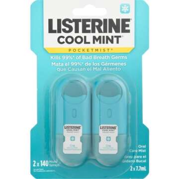 Listerine Pocketmist Cool Mint Oral Care Mist to Get Rid Of Bad Breath, 0.26 Fl Oz (Pack of 2)