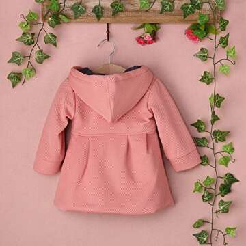 Baby Toddler Girls Fall Winter Trench Coat Wind Hooded Jacket Kids Outerwear (1-2 Years, Skin Pink)