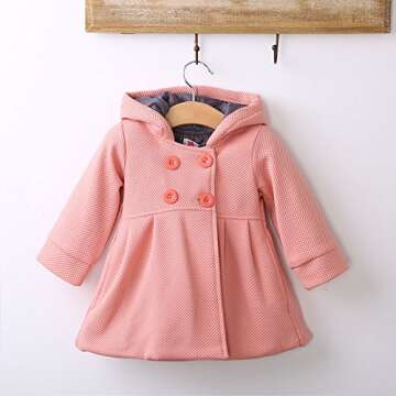 Baby Toddler Girls Fall Winter Trench Coat Wind Hooded Jacket Kids Outerwear (1-2 Years, Skin Pink)