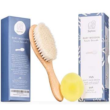 Fephas Wooden Baby Goat Hair Brush - Gentle Hair Care for Newborns