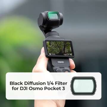 K&F Concept Magnetic Black Diffusion 1/4 Filter for DJI Osmo Pocket 3, Creative Mist Cinematic Effec...