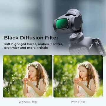 K&F Concept Magnetic Black Diffusion 1/4 Filter for DJI Osmo Pocket 3, Creative Mist Cinematic Effect Filters for Osmo Pocket 3 Creator Combo