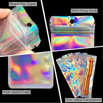 Holographic Beadable Pen Bags | Resealable & Clear 100pcs