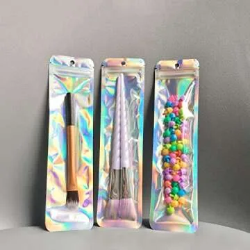 Holographic Beadable Pen Bags | Resealable & Clear 100pcs