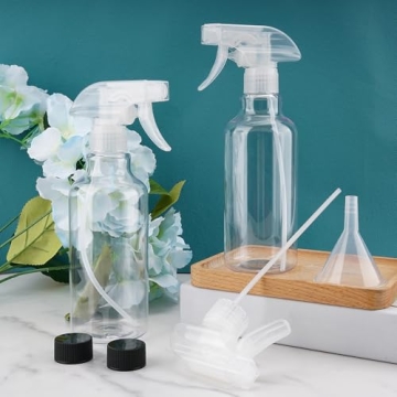 Heavy Duty 16.9oz Plastic Spray Bottles 2-Pack Adjustable Nozzle
