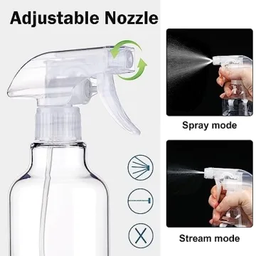 Heavy Duty 16.9oz Plastic Spray Bottles 2-Pack Adjustable Nozzle