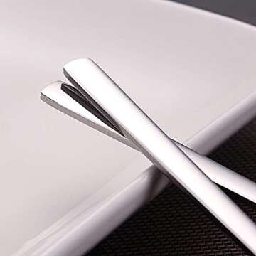 IQCWOOD Spoons, 8 Pieces Stainless Steel Korean Spoons,8.5 Inch Soup Spoons, Korean Spoon with Long Handles, Rice Spoon, Asian Soup Spoon for Home, Kitchen, or Restaurant