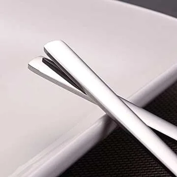 IQCWOOD Spoons, 8 Pieces Stainless Steel Korean Spoons,8.5 Inch Soup Spoons, Korean Spoon with Long Handles, Rice Spoon, Asian Soup Spoon for Home, Kitchen, or Restaurant