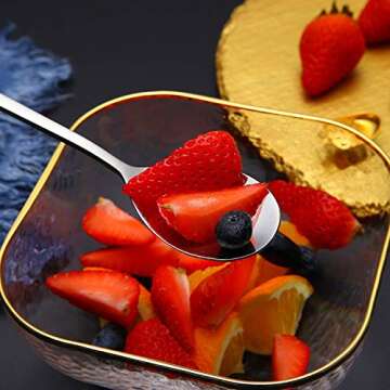 IQCWOOD Spoons, 8 Pieces Stainless Steel Korean Spoons,8.5 Inch Soup Spoons, Korean Spoon with Long Handles, Rice Spoon, Asian Soup Spoon for Home, Kitchen, or Restaurant