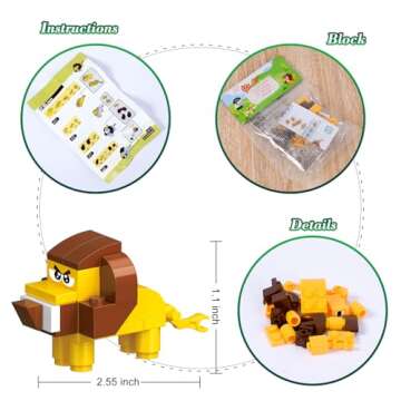 24 Packs Valentines Day Gifts for Kids School, Animal Building Blocks with Valentines Cards for Kids Classroom, Class Gifts Exchange, Party Favors for Kids Boys Girls Friendsine's Greeting Cards