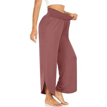 TARSE Womens Wide Leg Yoga Pants Cross High Waisted Capris Plus Size Casual Flowy Lounge Joggers Paj...