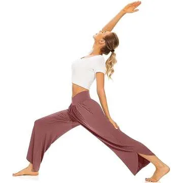 TARSE Womens Wide Leg Yoga Pants Cross High Waisted Capris Plus Size Casual Flowy Lounge Joggers Pajamas with Pockets (RustRed,XL)