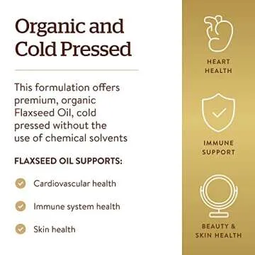 Solgar Flaxseed Oil 1250 mg, 250 Softgels - Organic, Cold-Pressed Omega 3 Essential Fatty Acids - Supports Heart, Immune & Skin Health - Non-GMO, Gluten Free, Dairy Free - 125 Servings