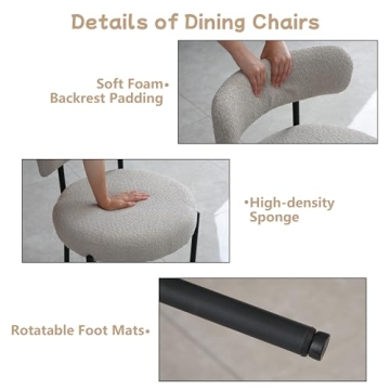 AISALL Light Grey Dining Chairs Set of 2 Modern Comfort