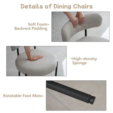 AISALL Light Grey Dining Chairs Set of 2 Modern Comfort