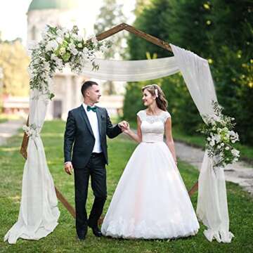 Aierden Wedding Arch 7.2FT, Heptagonal Wood Wedding Arches for Ceremony, Wedding Arbor Backdrop Stand for Garden Wedding,Parties, Outdoor, Backdrops, Garden Decorations,Wooden Arch Rustic Decorations