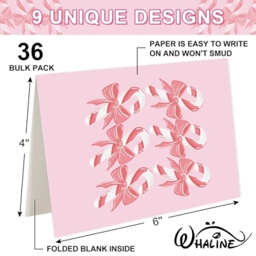 Whaline 36 Pack Christmas Greeting Cards with Envelopes and Stickers