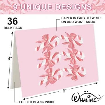 Whaline 36 Pack Christmas Greeting Cards with Envelopes and Stickers