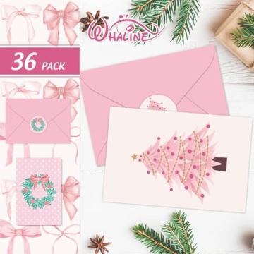 Whaline 36 Pack Christmas Greeting Cards with Envelopes and Stickers