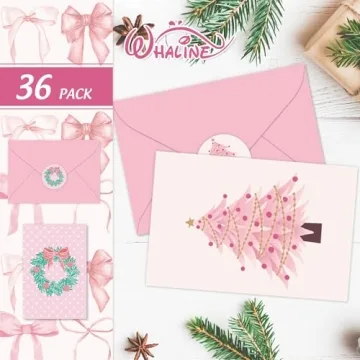 Whaline 36 Pack Christmas Greeting Cards with Envelopes and Stickers
