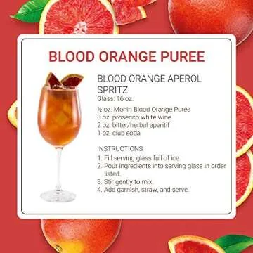 Monin - Blood Orange Puree, Tart, Juicy Citrus Taste, Great for Lemonades, Cocktails, and Culinary Creations, Vegan, Gluten-Free (1 Liter)
