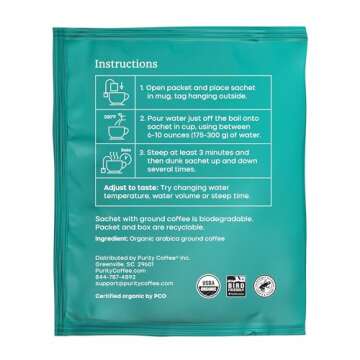Purity Coffee FLOW Medium Roast Organic Coffee - USDA Certified Organic Specialty Grade Arabica Sing...