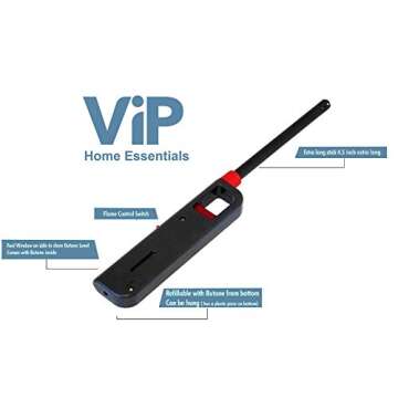 VIP Home Essentials Fuel Included Handi Flame 10pk BBQ Grill Click Lighter Refillable Butane Gas Can...