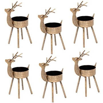 Juegoal Reindeer Tealight Candle Holders Set of 6