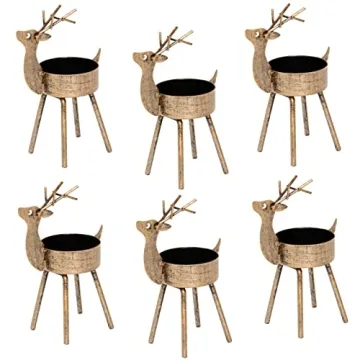 Juegoal Reindeer Tealight Candle Holders Set of 6