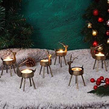 Juegoal Reindeer Tealight Candle Holders Set of 6