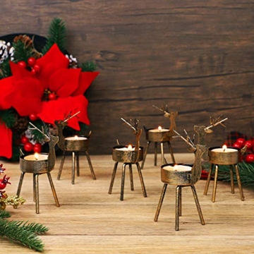 Juegoal Reindeer Tealight Candle Holders Set of 6