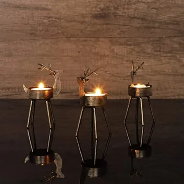 Juegoal Reindeer Tealight Candle Holders Set of 6