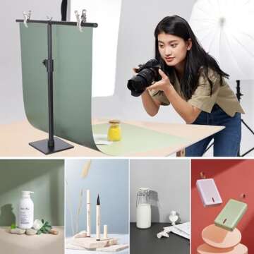 Photography Backdrops Small Product Background: Flat Lay Seamless Paper Props - Tabletop Photo Shoot...