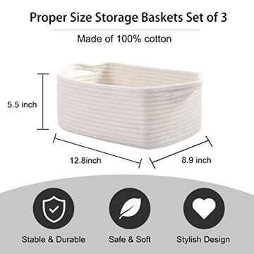 OIAHOMY Cotton Rope Storage Baskets - Versatile and Stylish