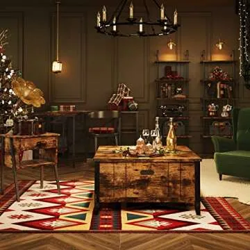 Bestier Farmhouse Coffee Table with Hidden Storage