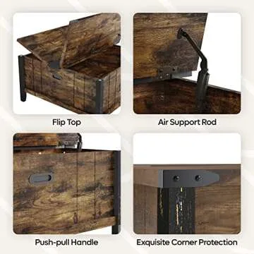 Bestier Farmhouse Coffee Table with Hidden Storage