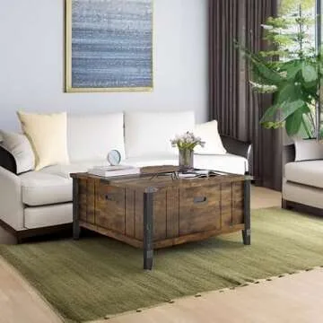 Bestier Farmhouse Coffee Table with Hidden Storage